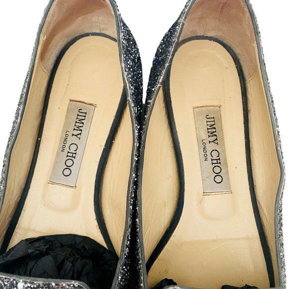 Jimmy Choo Gabie Flat Silver/Dusk Glitter Flats Women's Size 39 + Box + Dustbag - Picture 5 of 12